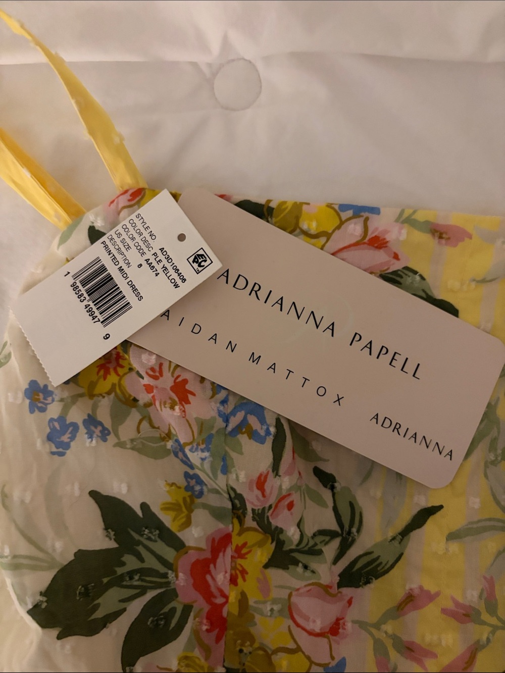 Adrianna Papell Cream Midi Dress with Pink & Yellow Floral Print - Picture 8 of 8